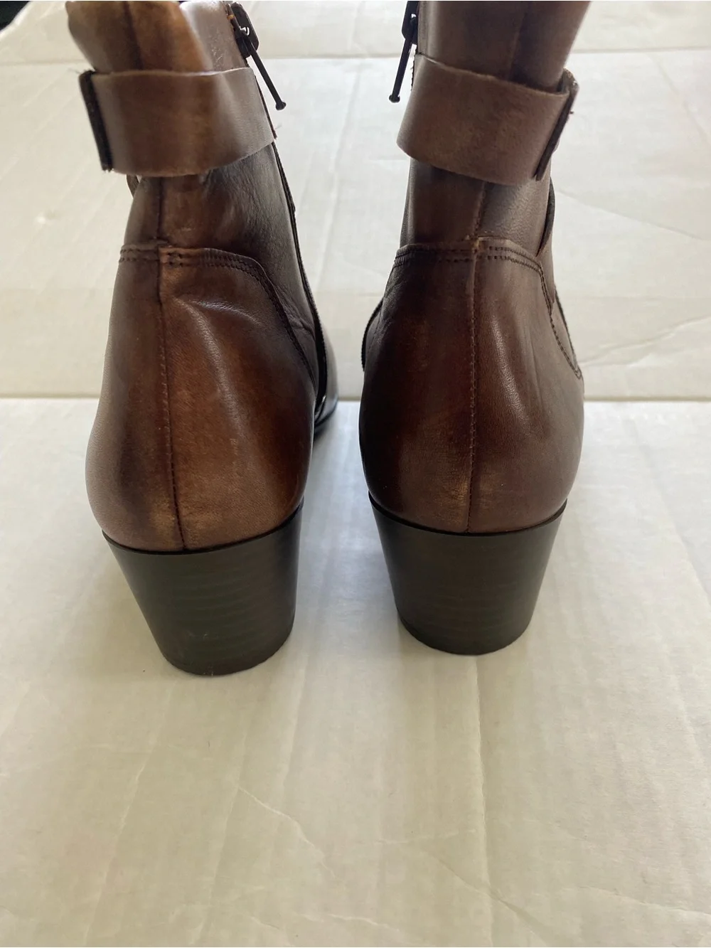 NWT ECCO Cognac Brown Leather Strap Ankle Bootie